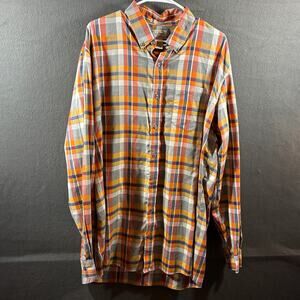 l l bean men plaid shirt XL tall red western cowboy outdoor hiking camping